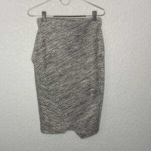 H&M Gray Stripes Print Tulip Midi Skirt Size Small